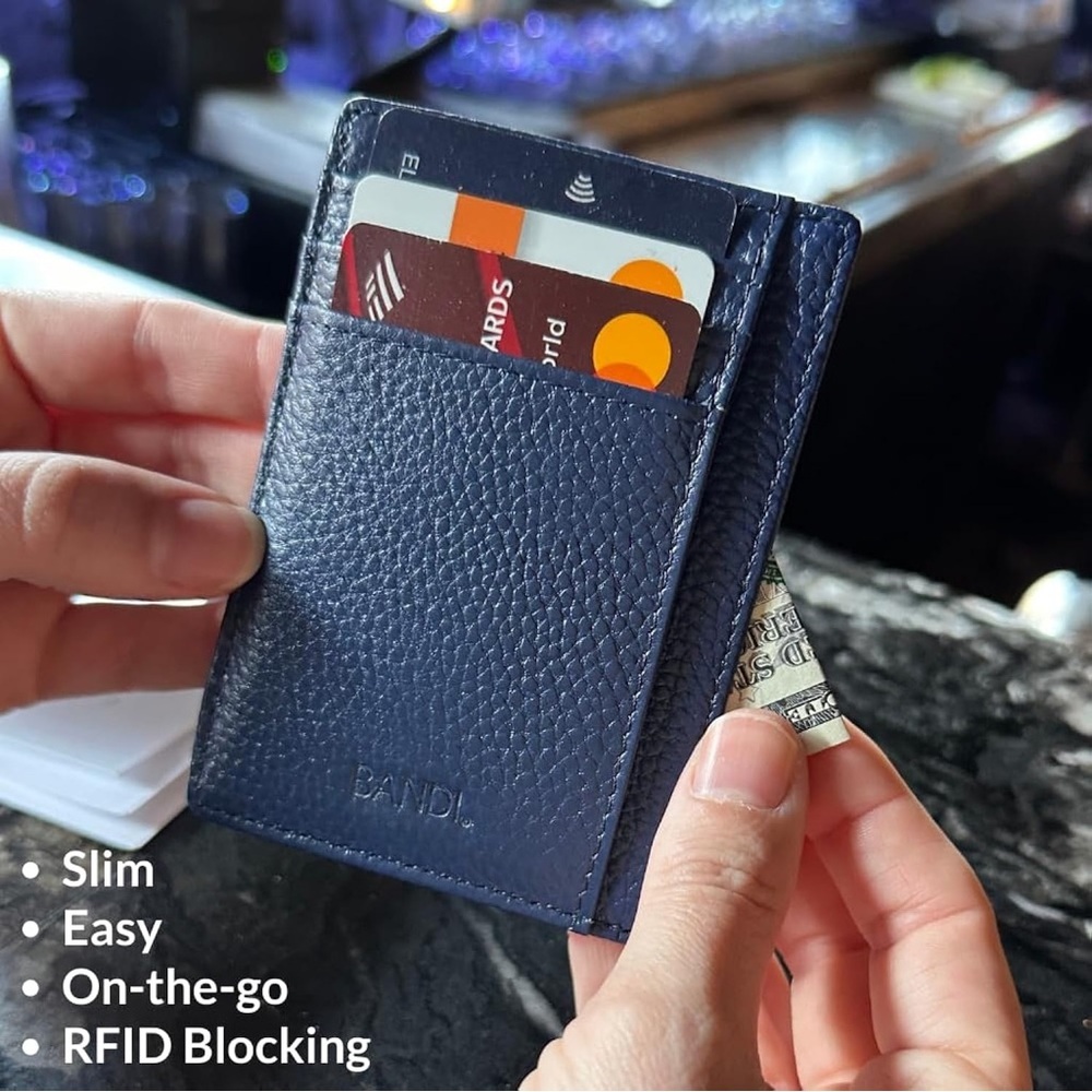 BANDI Slim Wallet, Minimalist Front Pocket RFID Blocking Wallet Aqua NWOT - Picture 4 of 8